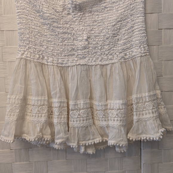 St. Tropez Cream Smocked Tiered Skirt with Embroidered Trim - Picture 4 of 10